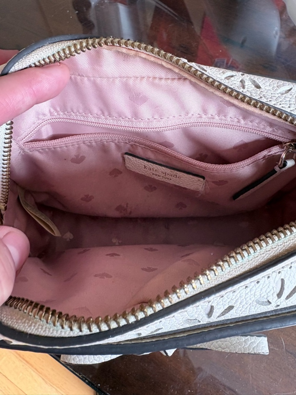 kate spade Cream Perforated Tassel Crossbody Bag - Picture 4 of 4